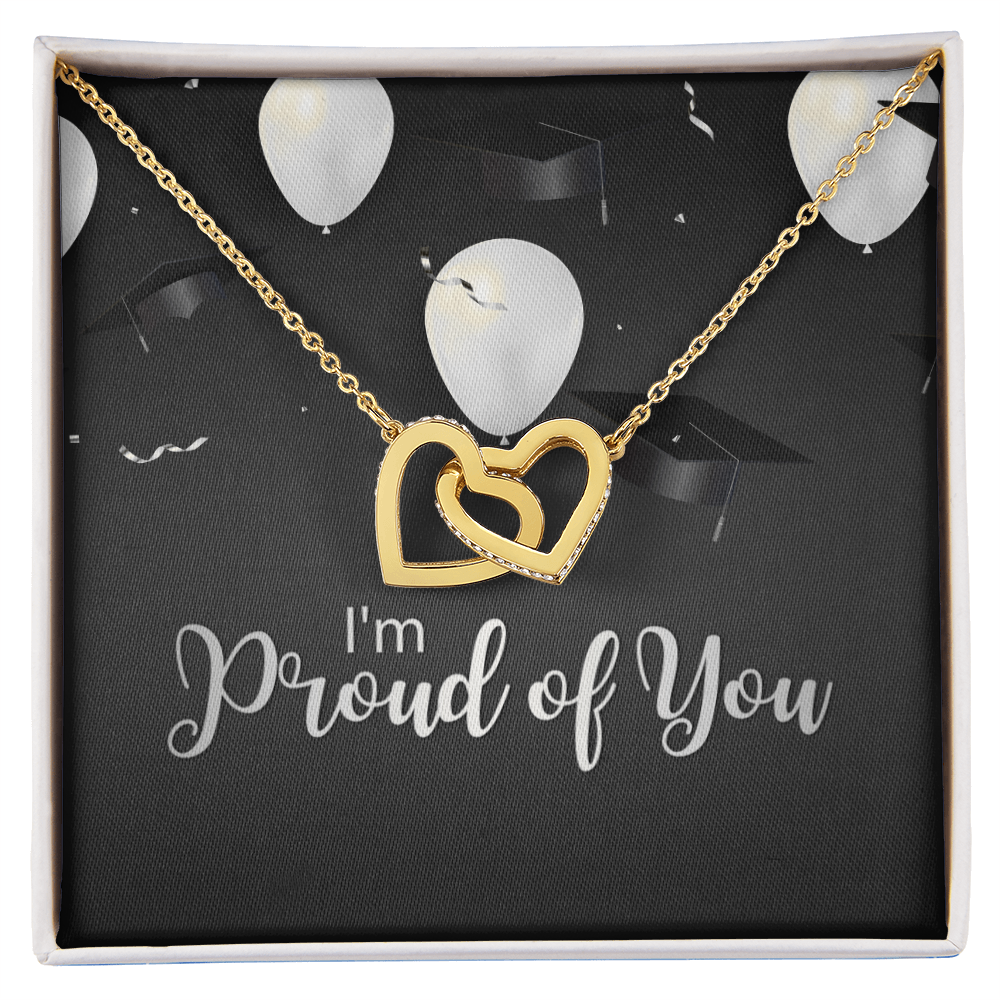"Sinta"Interlocking Hearts Necklace w/Graduation Message