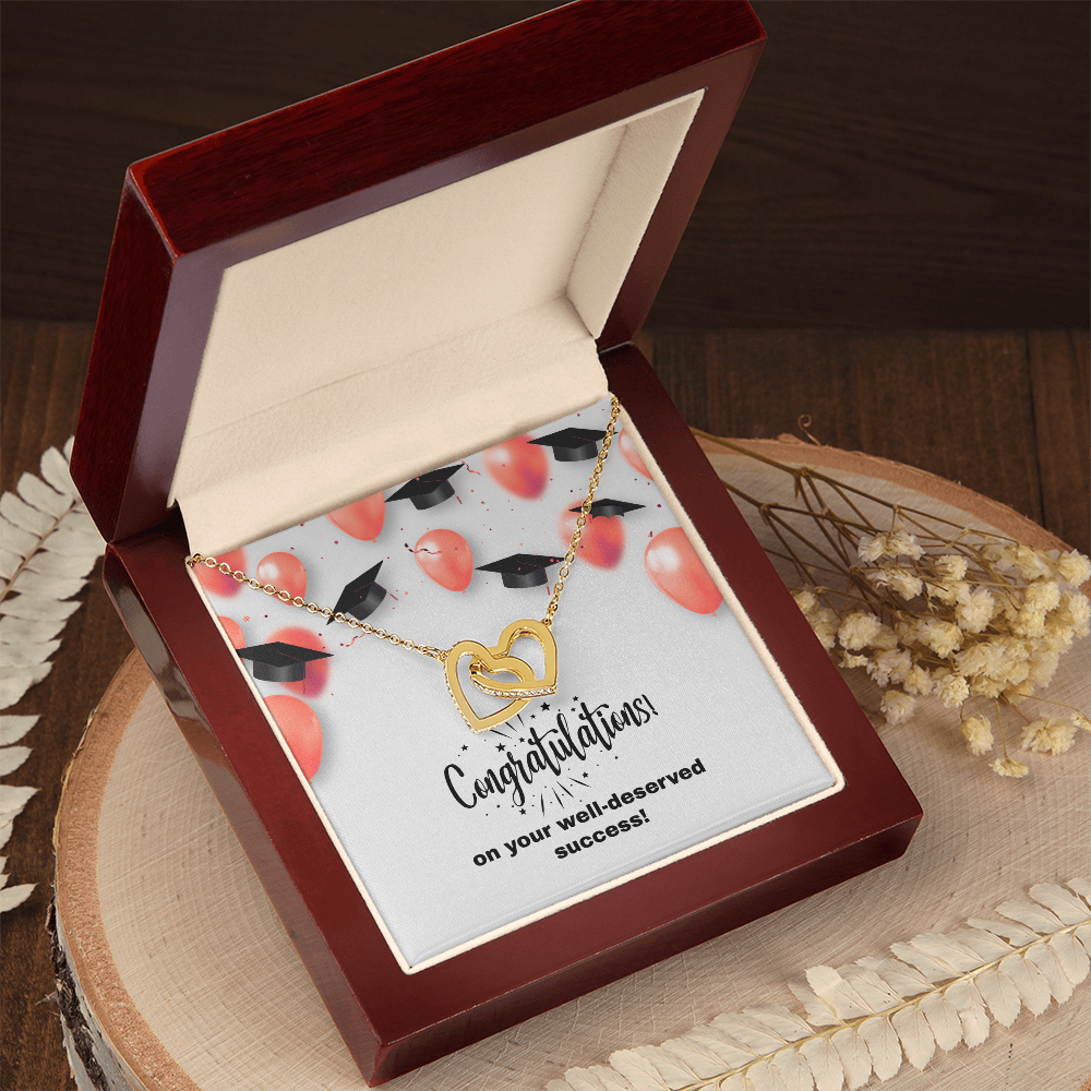 "Sinta"Interlocking Hearts Necklace w/Graduation Message