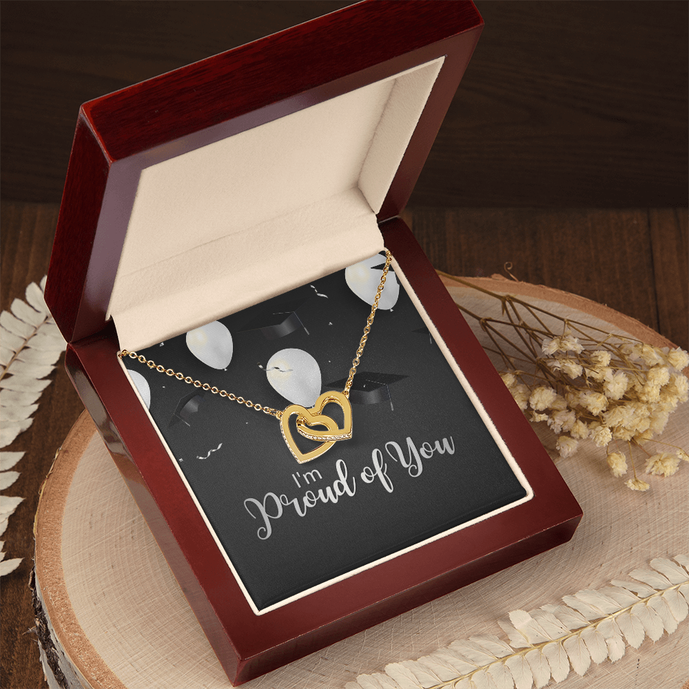 "Sinta"Interlocking Hearts Necklace w/Graduation Message