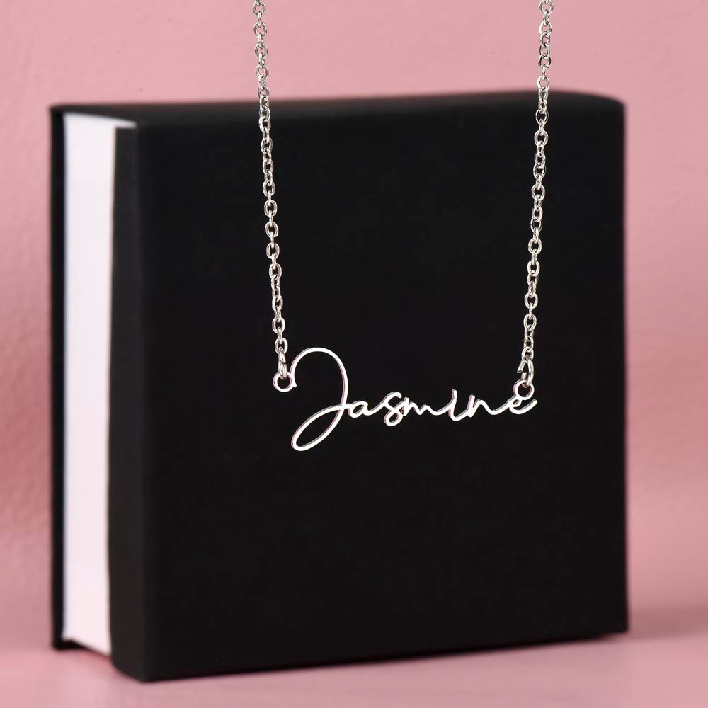 "Nomi" Script Name Necklace w/Birthday Message