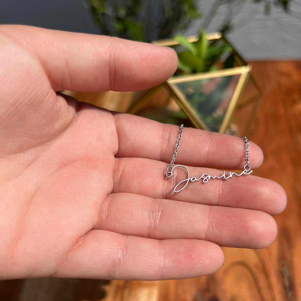 "Nomi" Script Name Necklace w/Birthday Message