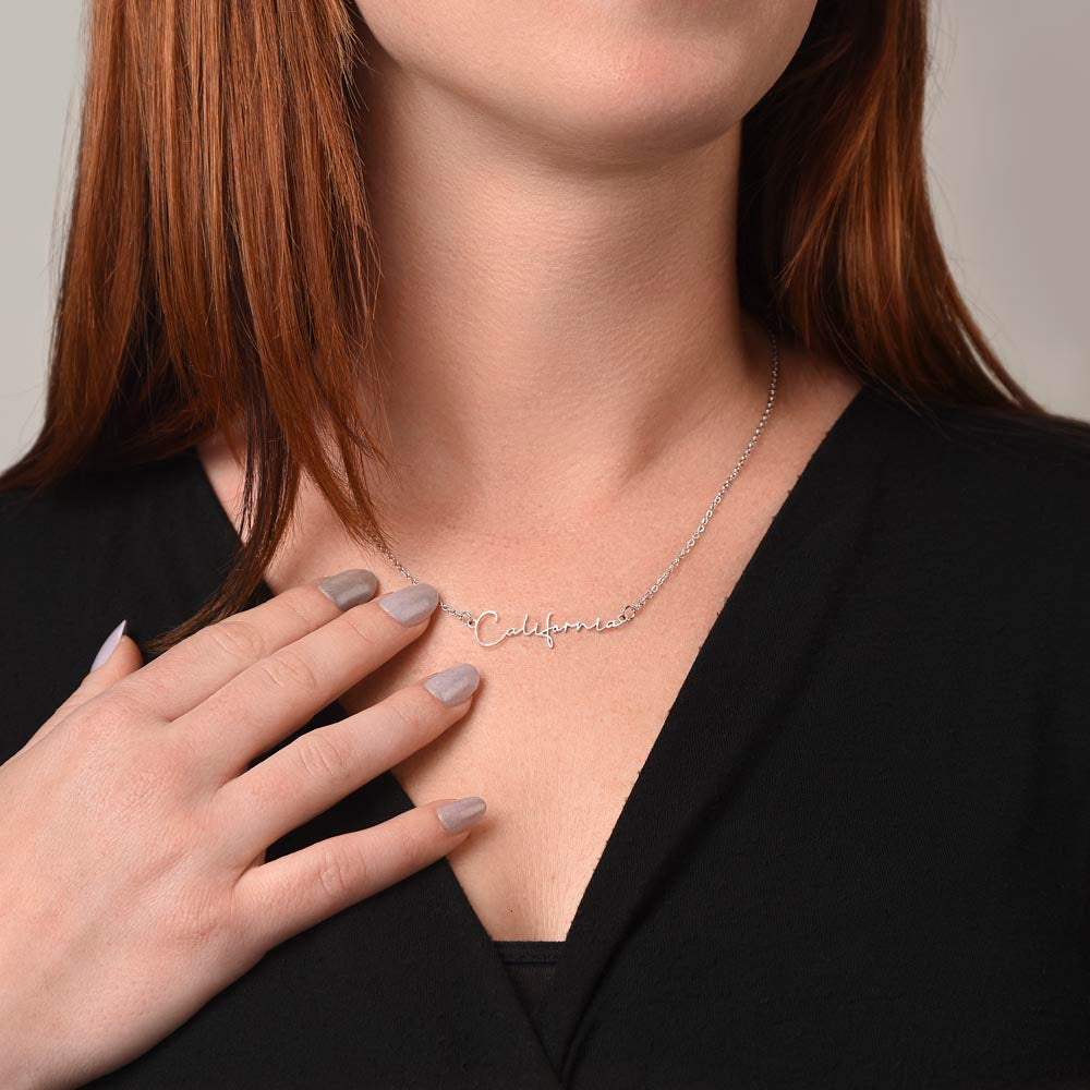 "Nomi" Script Name Necklace w/Birthday Message