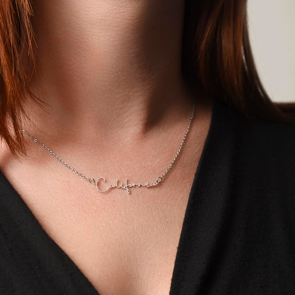 "Nomi" Script Name Necklace w/Birthday Message