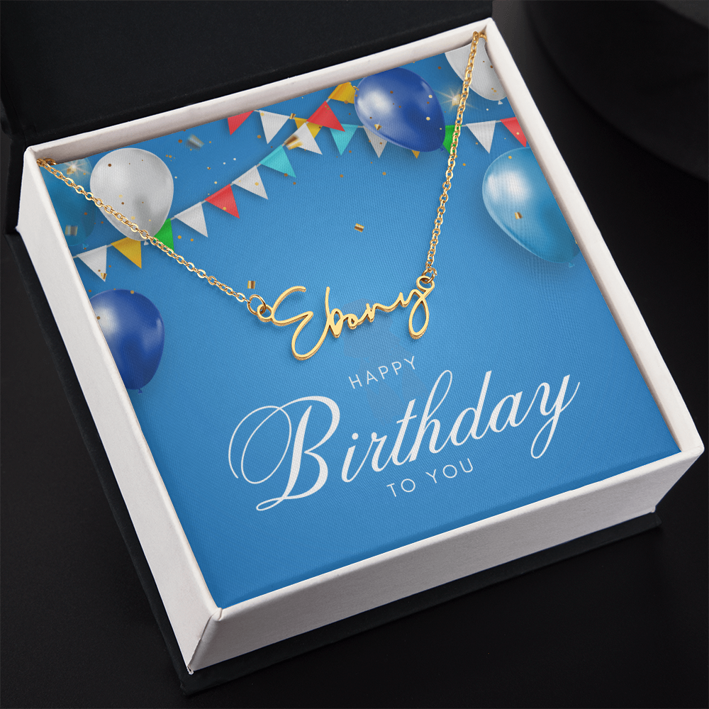 "Nomi" Script Name Necklace w/Birthday Message