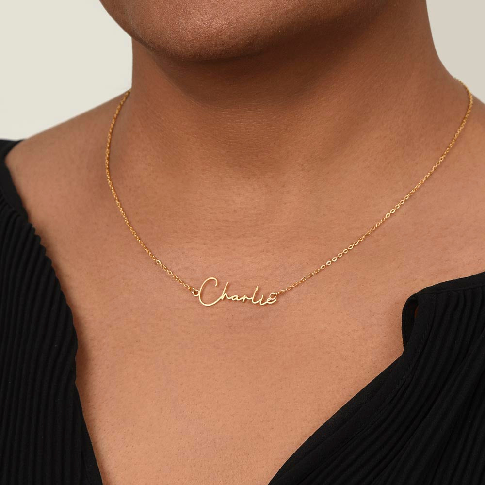 "Nomi" Script Name Necklace w/Birthday Message