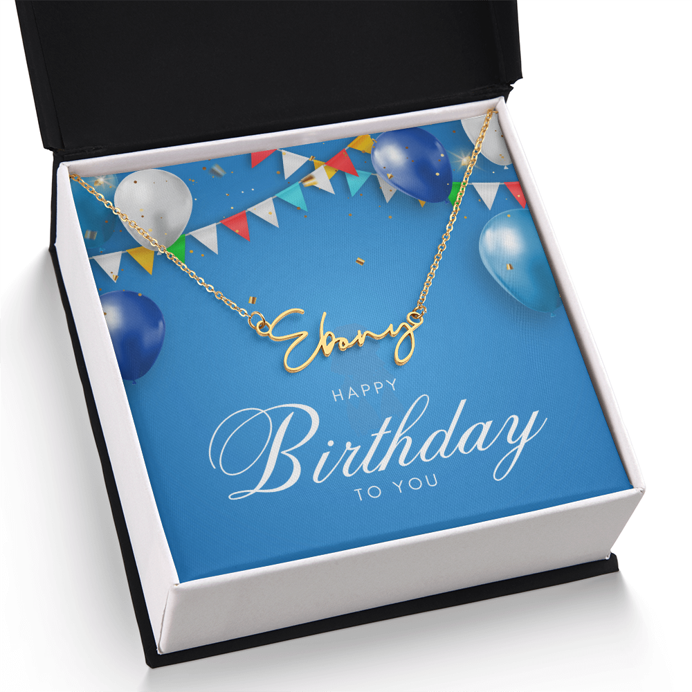 "Nomi" Script Name Necklace w/Birthday Message