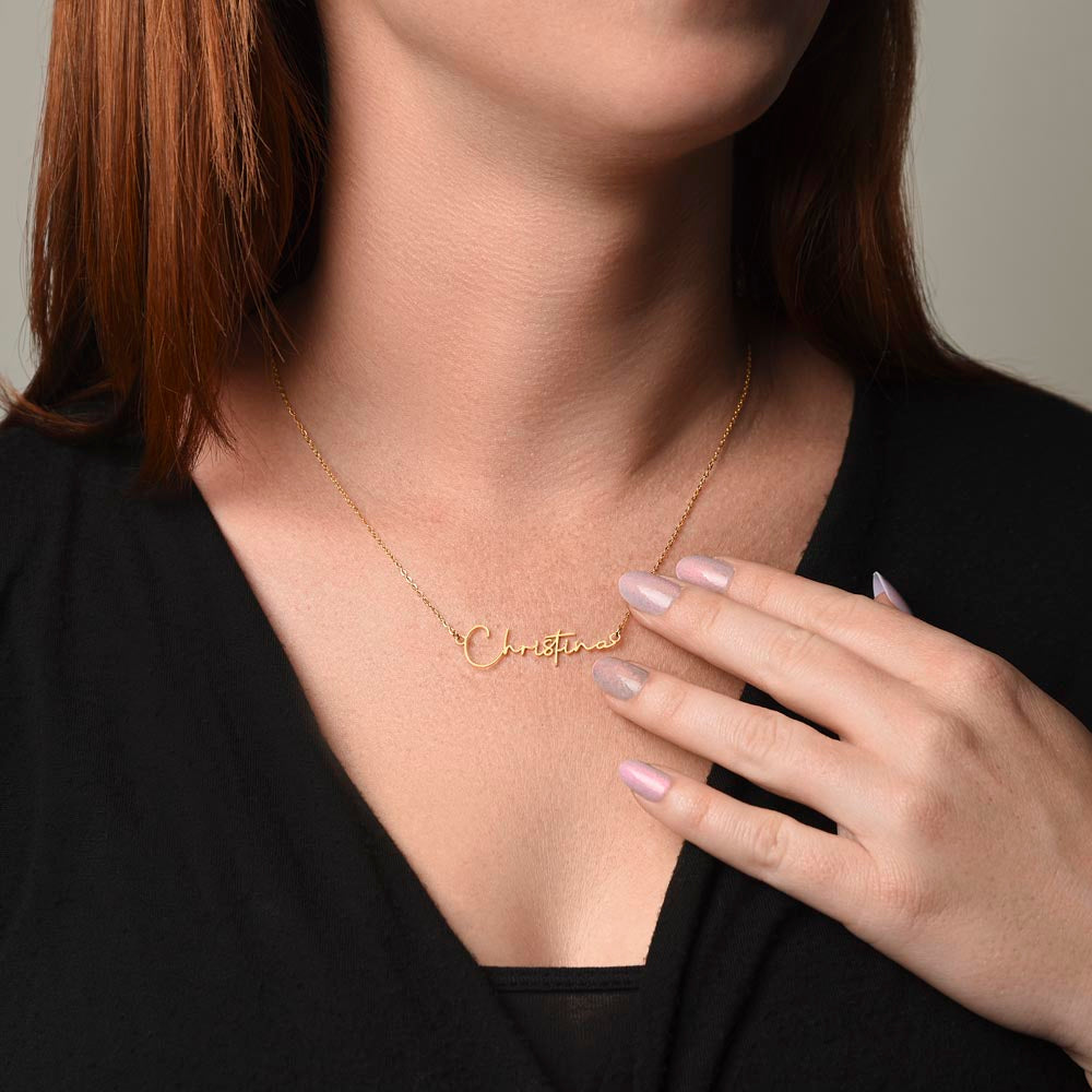 "Nomi" Script Name Necklace w/Birthday Message