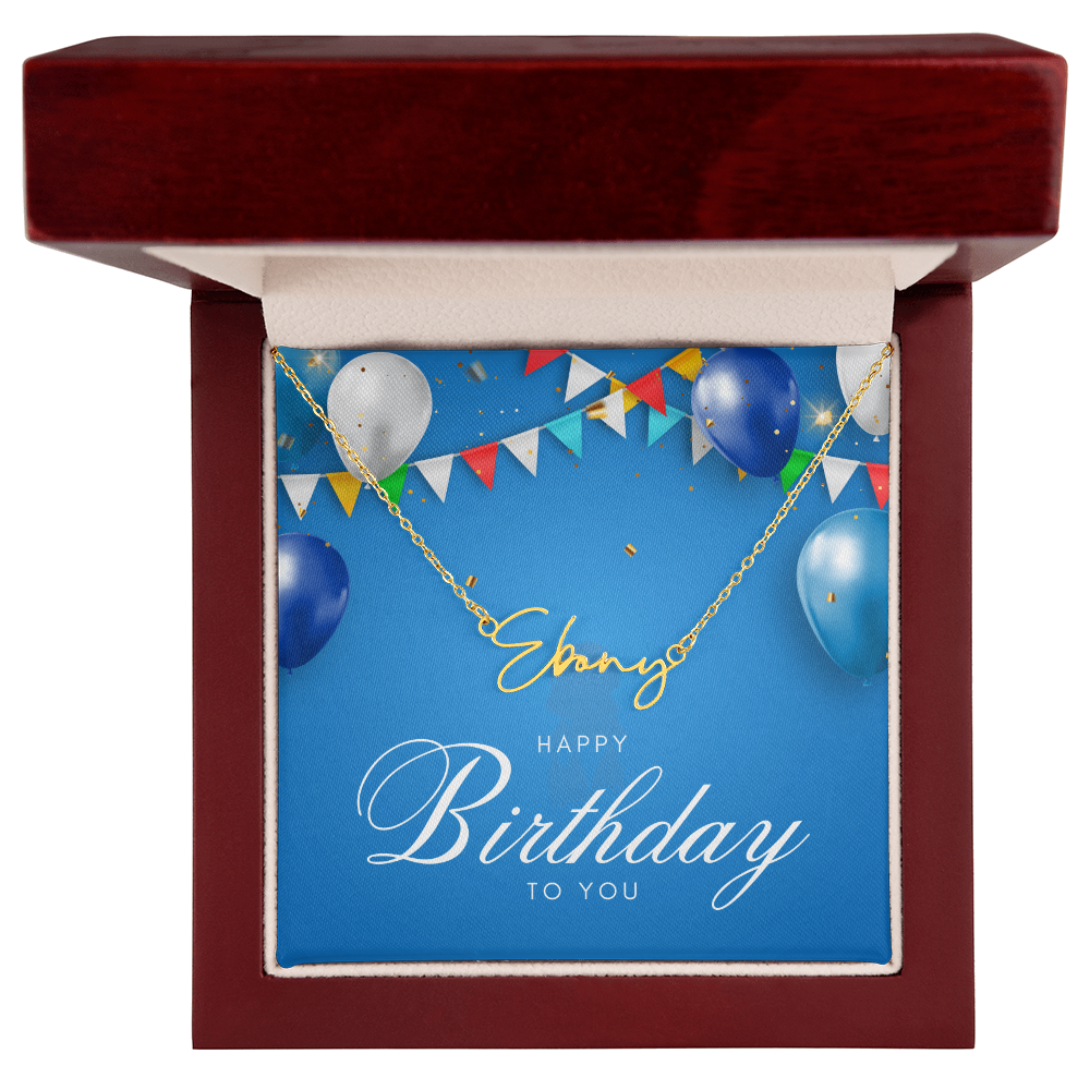 "Nomi" Script Name Necklace w/Birthday Message