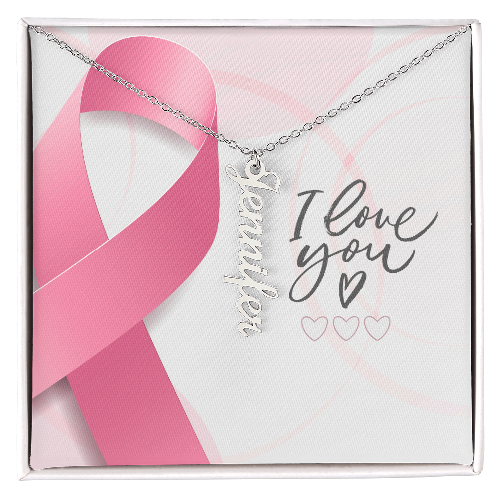 "Kinrae"Vertical Name Necklace w/Message