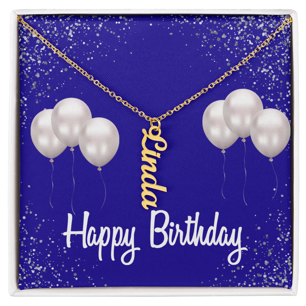 "Kinrae" Name Necklace w/Birthday Message