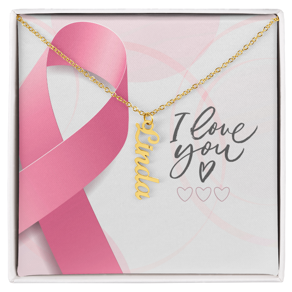 "Kinrae"Vertical Name Necklace w/Message