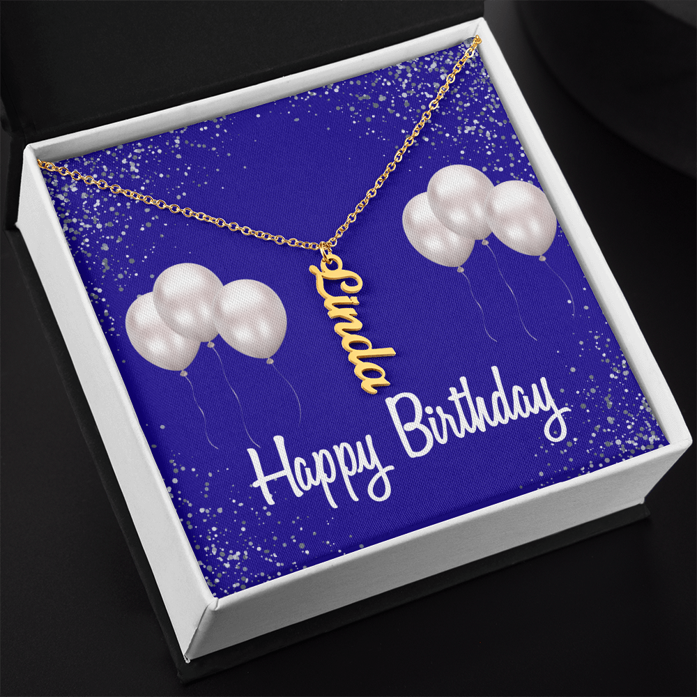 "Kinrae" Name Necklace w/Birthday Message