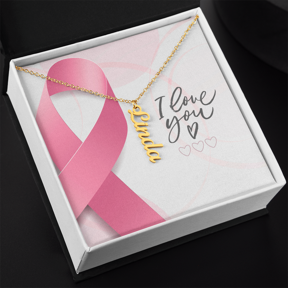 "Kinrae"Vertical Name Necklace w/Message