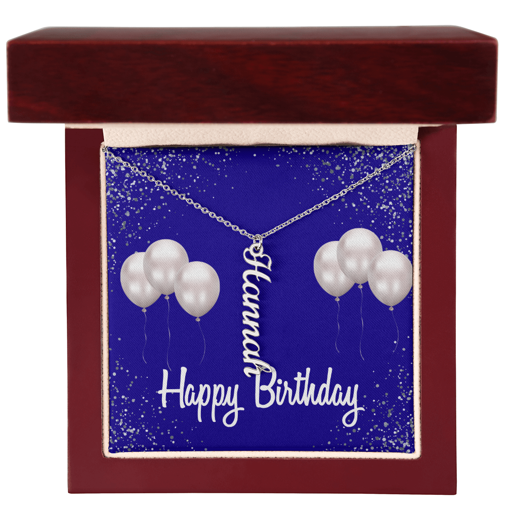 "Kinrae" Name Necklace w/Birthday Message