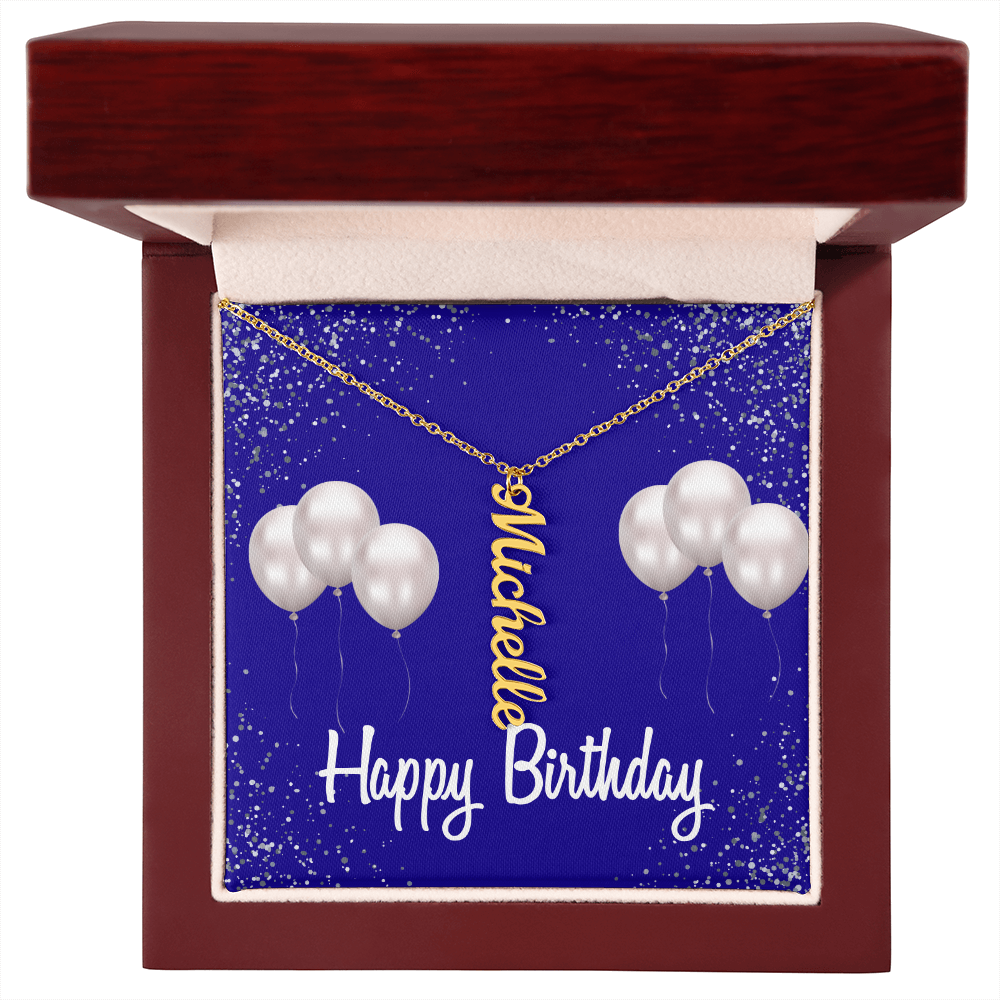 "Kinrae" Name Necklace w/Birthday Message