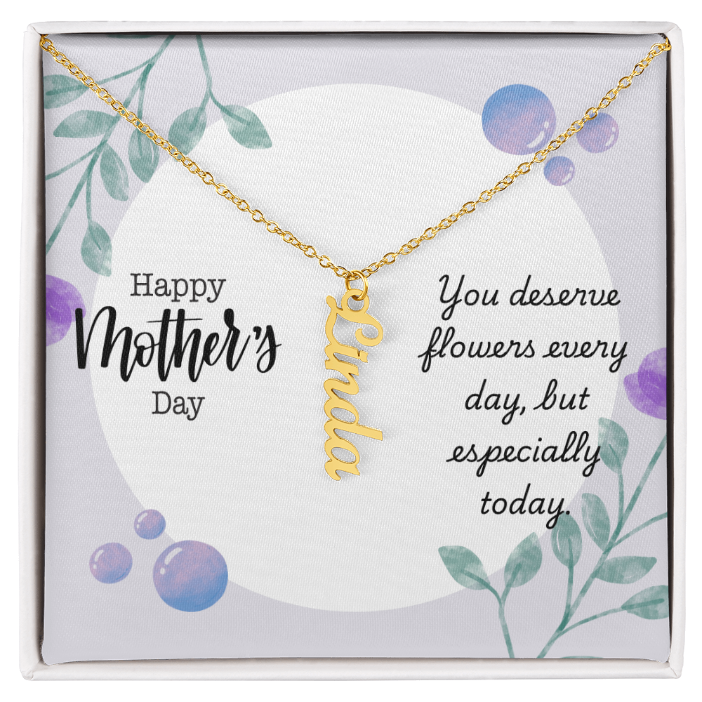 "Kinrae" Multi Vertical Name Necklace w/Mother's Day Message
