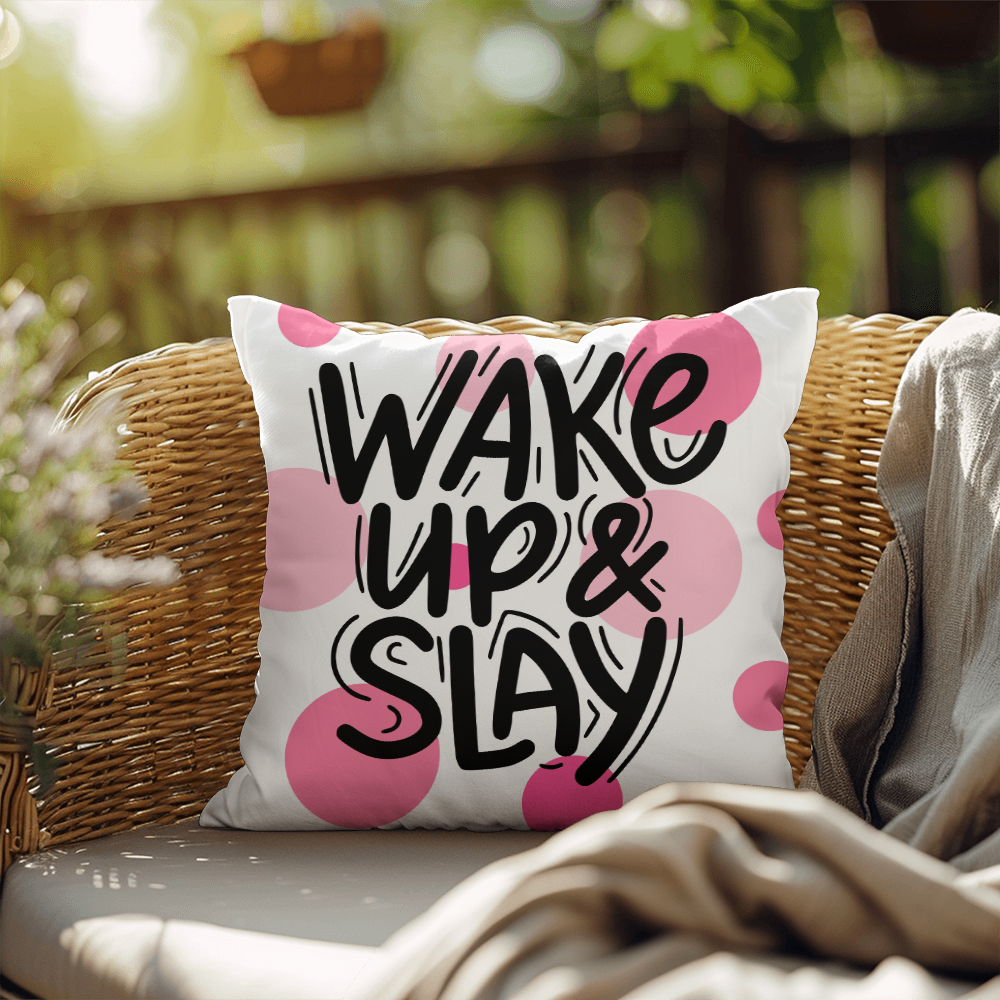"Wake Up & Slay" Indoor/Outdoor Pillow