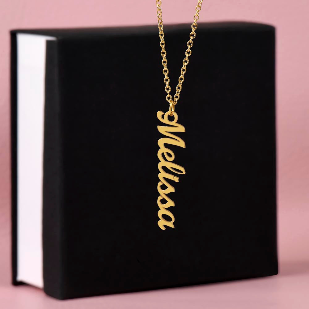 "Kinrae" Vertical Name Necklace w/o Message