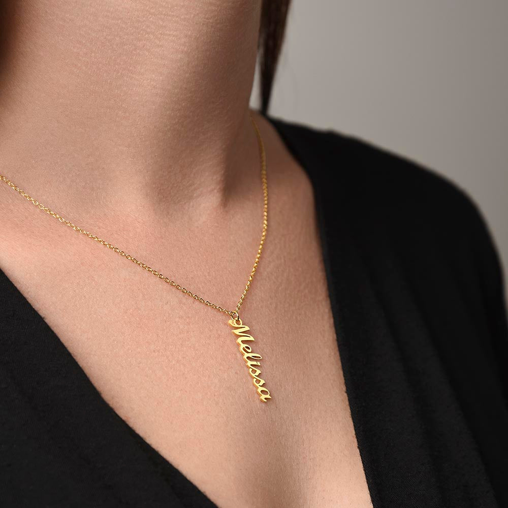 "Kinrae" Vertical Name Necklace w/o Message
