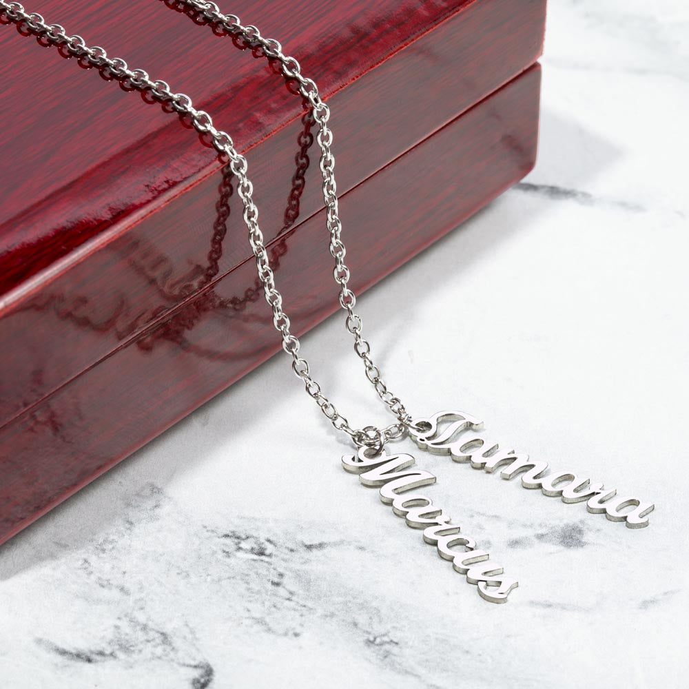 "Kinrae" Vertical Name Necklace w/o Message