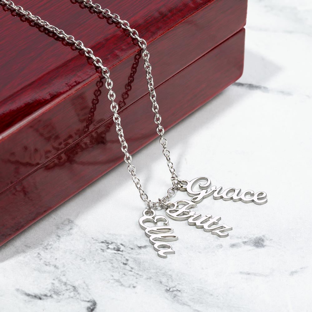 "Kinrae" Vertical Name Necklace w/o Message