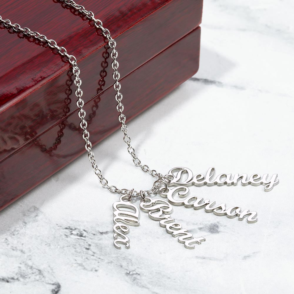 "Kinrae" Vertical Name Necklace w/o Message