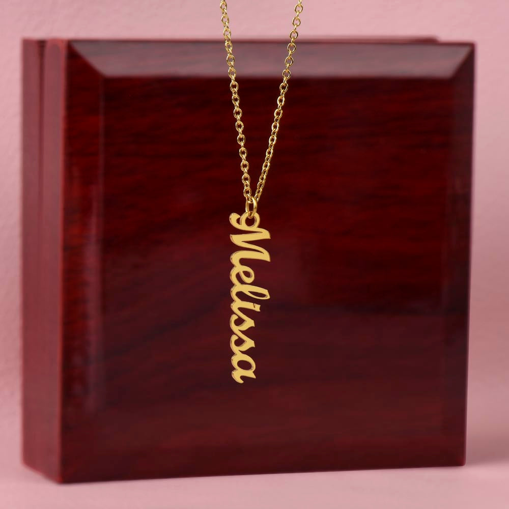 "Kinrae" Vertical Name Necklace w/o Message