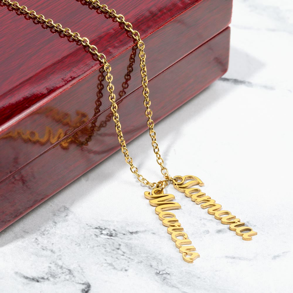 "Kinrae" Vertical Name Necklace w/o Message