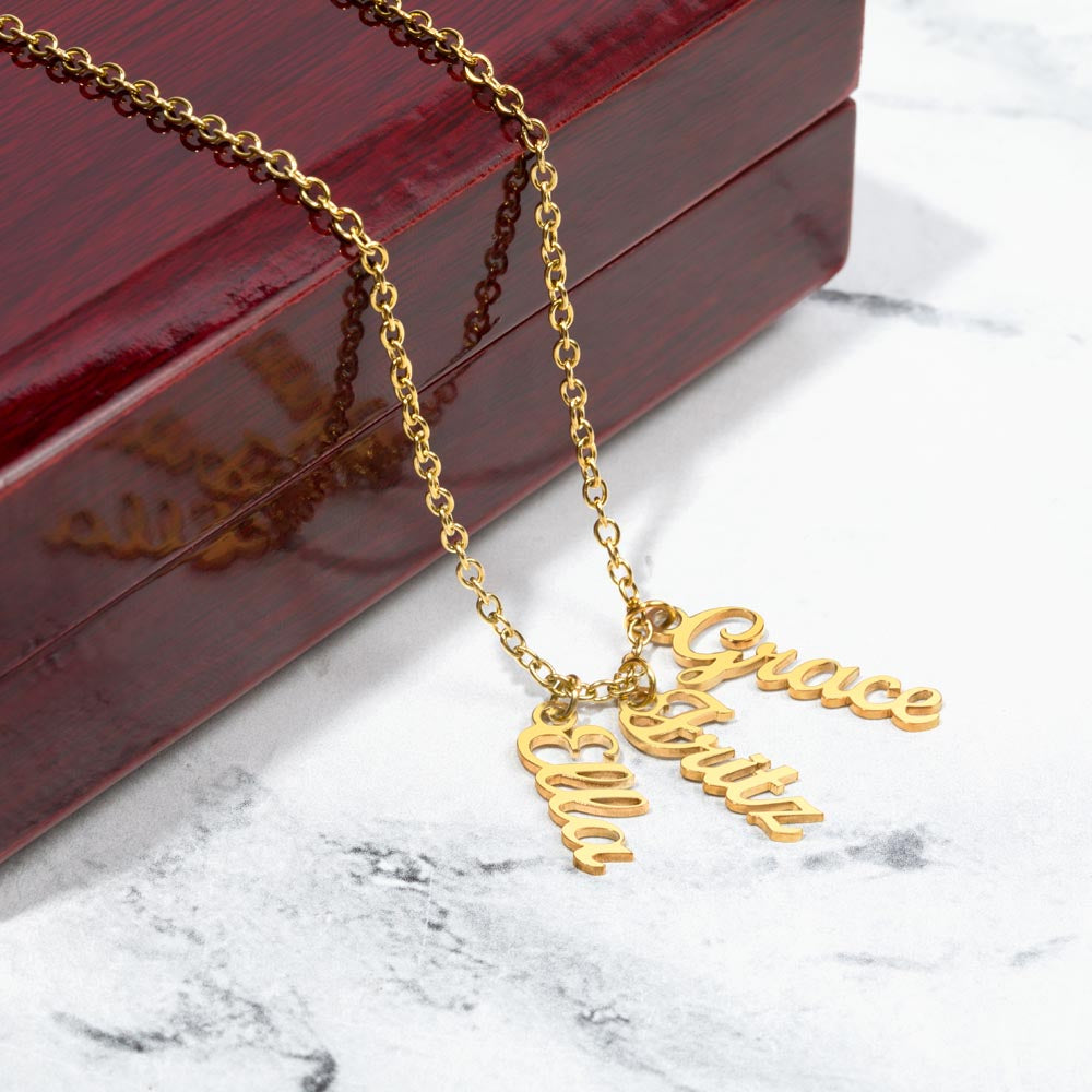 "Kinrae" Vertical Name Necklace w/o Message