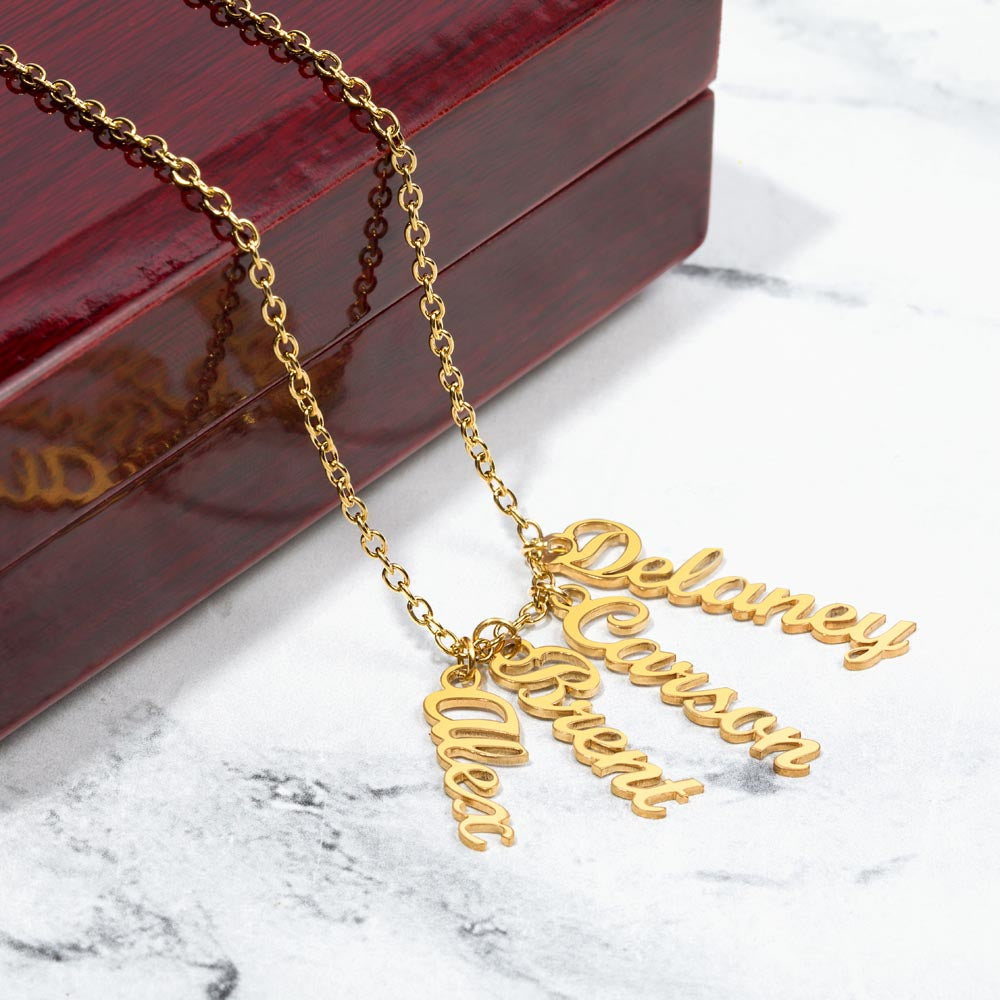 "Kinrae" Vertical Name Necklace w/o Message