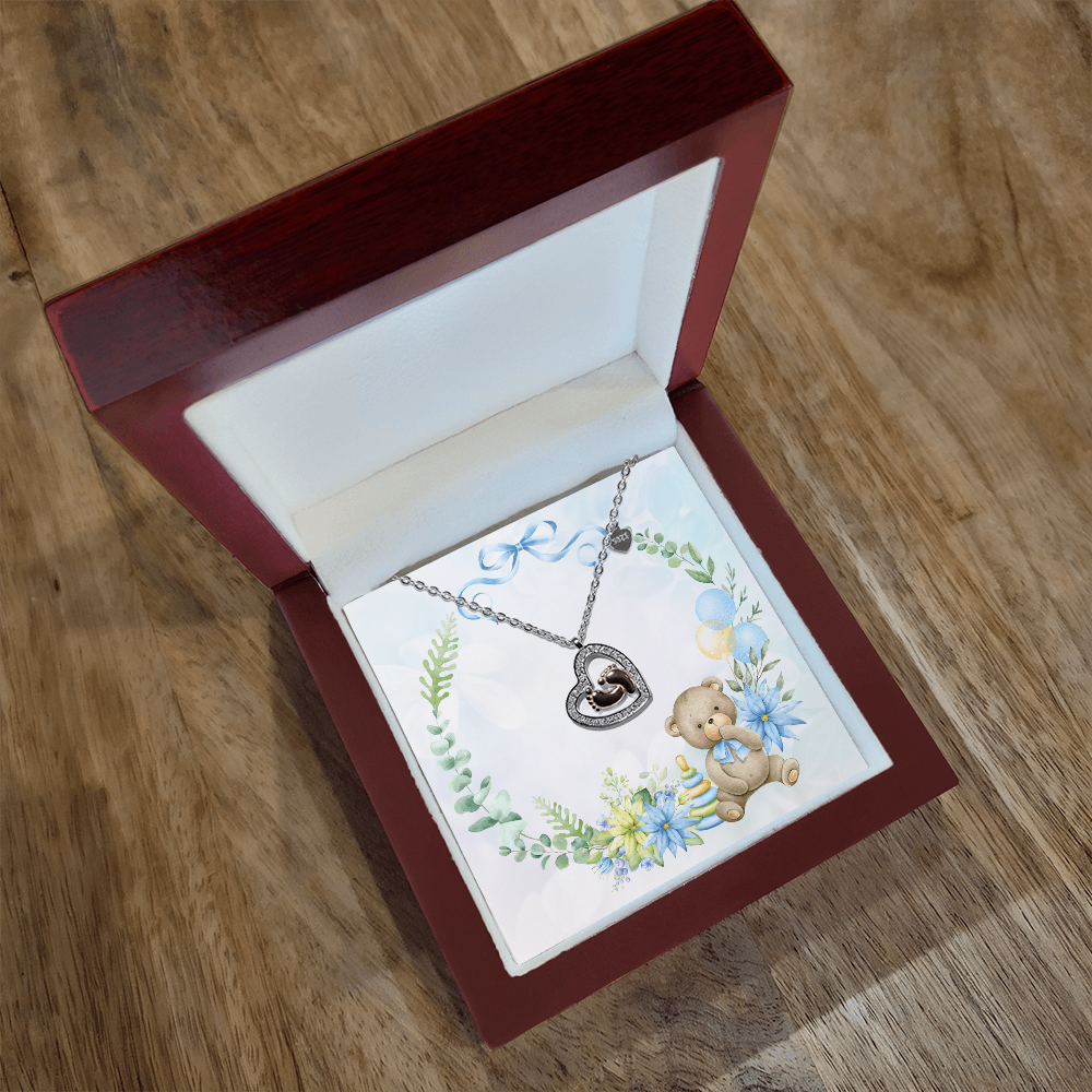 "Sereli" Baby Feet Necklace w/Teddy Bear Design