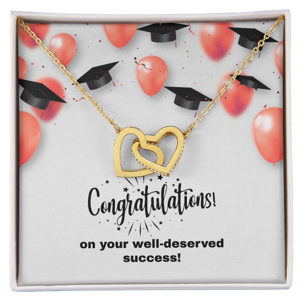 "Sinta"Interlocking Hearts Necklace w/Graduation Message