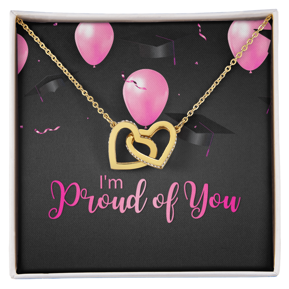 "Sinta"Interlocking Hearts Necklace w/Graduation Message
