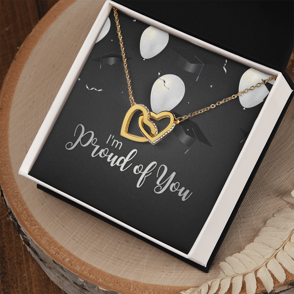 "Sinta"Interlocking Hearts Necklace w/Graduation Message
