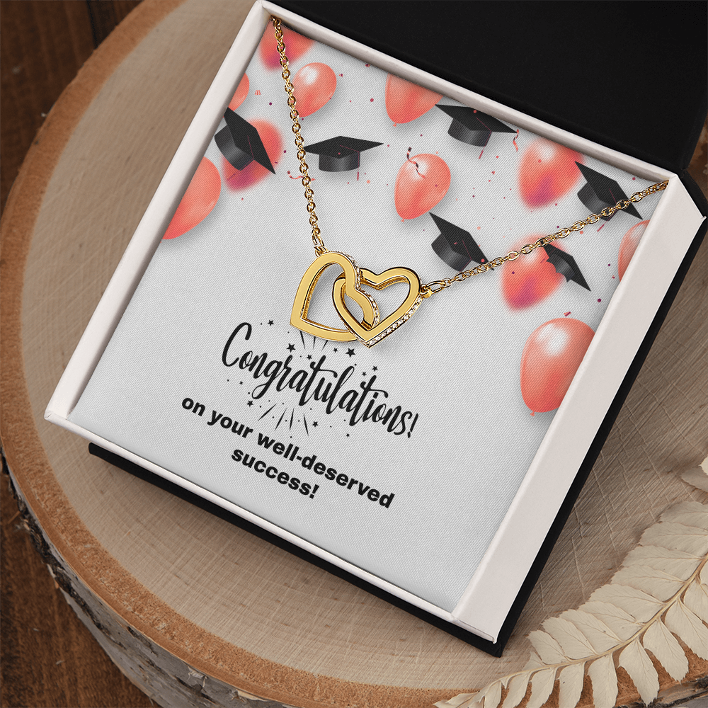 "Sinta"Interlocking Hearts Necklace w/Graduation Message