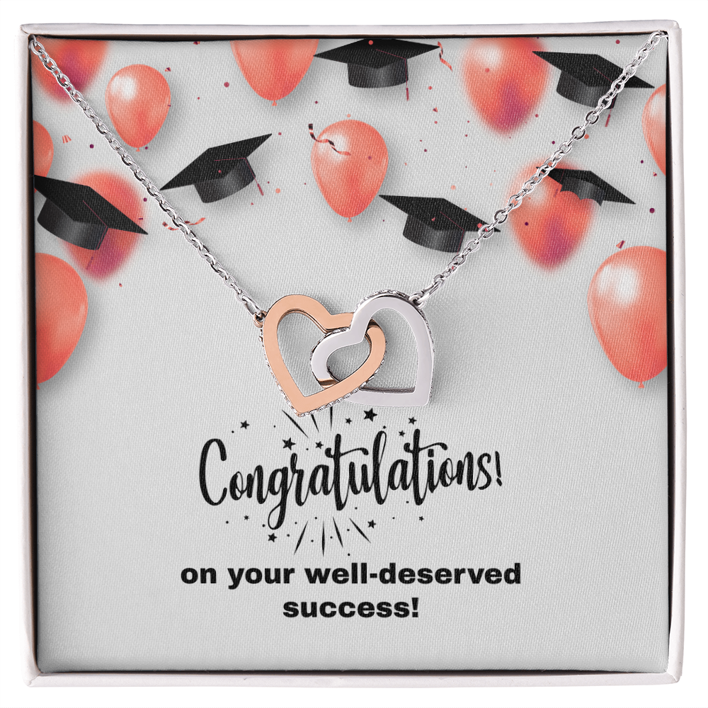 "Sinta"Interlocking Hearts Necklace w/Graduation Message