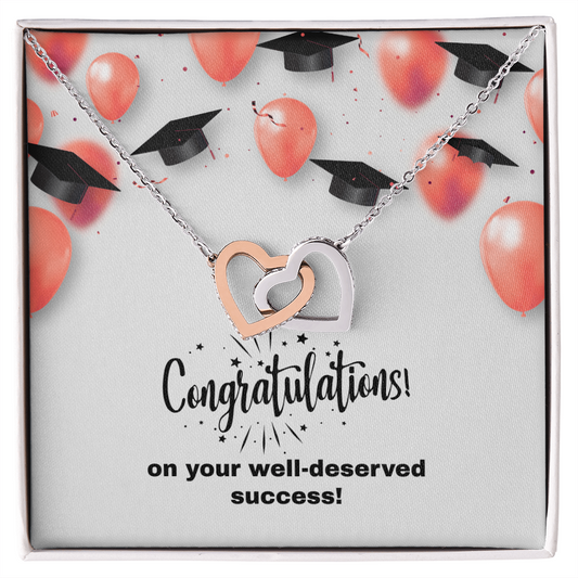 "Sinta"Interlocking Hearts Necklace w/Graduation Message