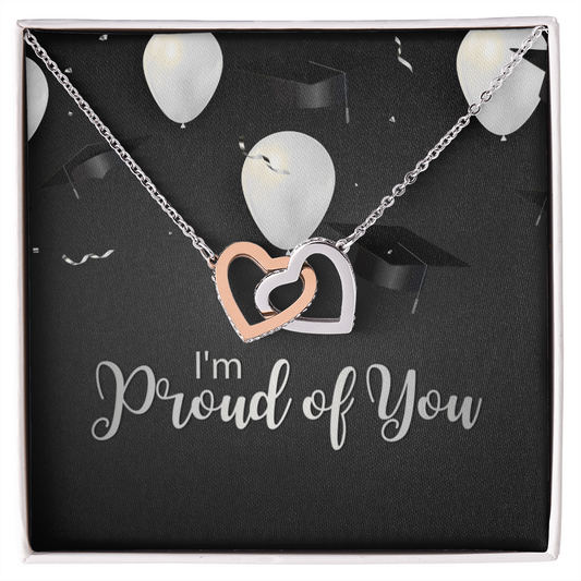 "Sinta"Interlocking Hearts Necklace w/Graduation Message