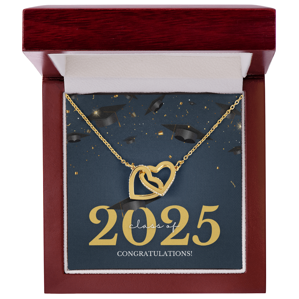 Interlocking Hearts Necklace w/graduation message.