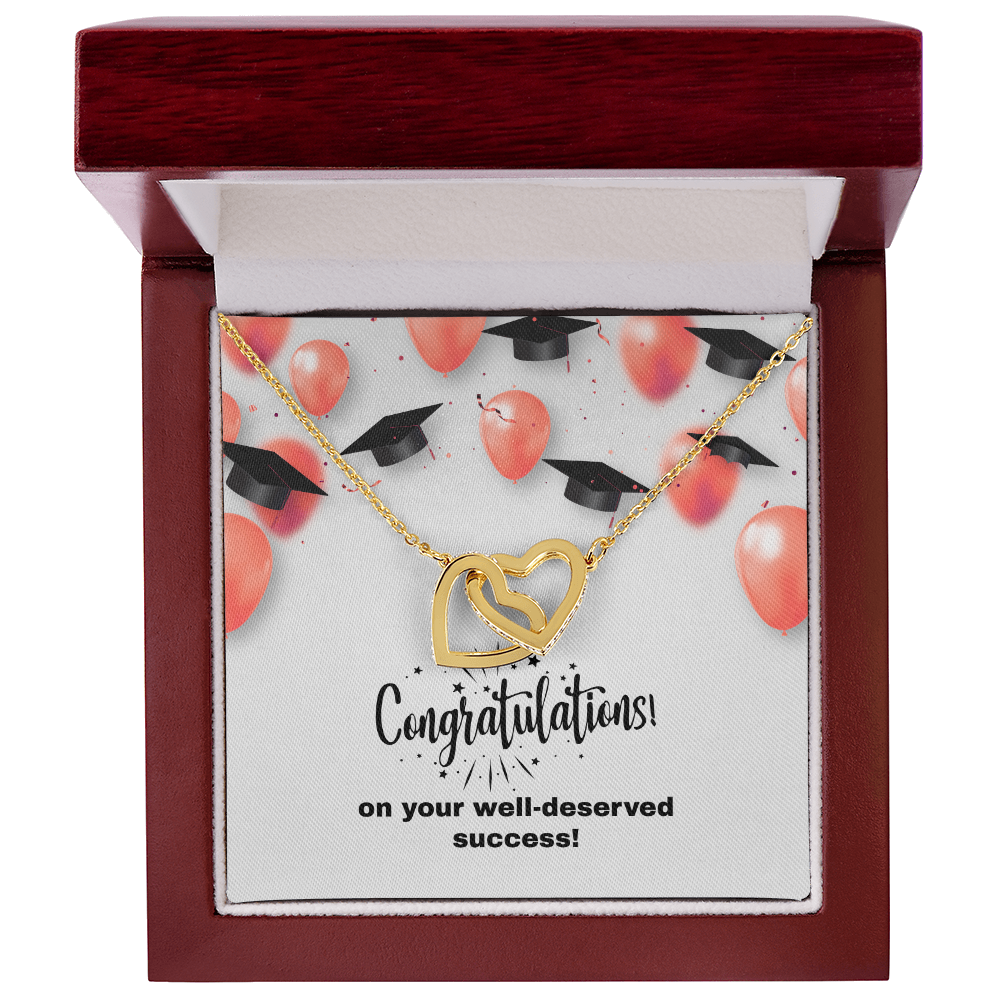 "Sinta"Interlocking Hearts Necklace w/Graduation Message