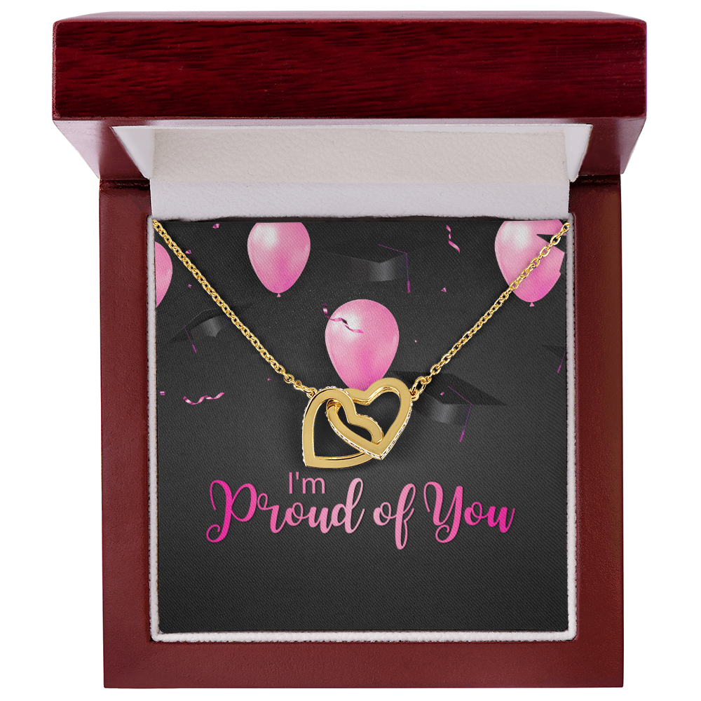 "Sinta"Interlocking Hearts Necklace w/Graduation Message