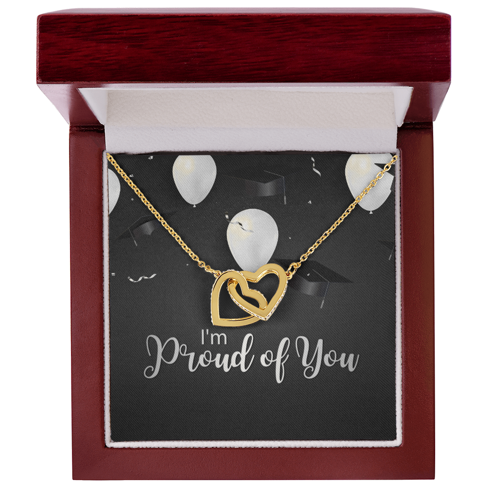 "Sinta"Interlocking Hearts Necklace w/Graduation Message
