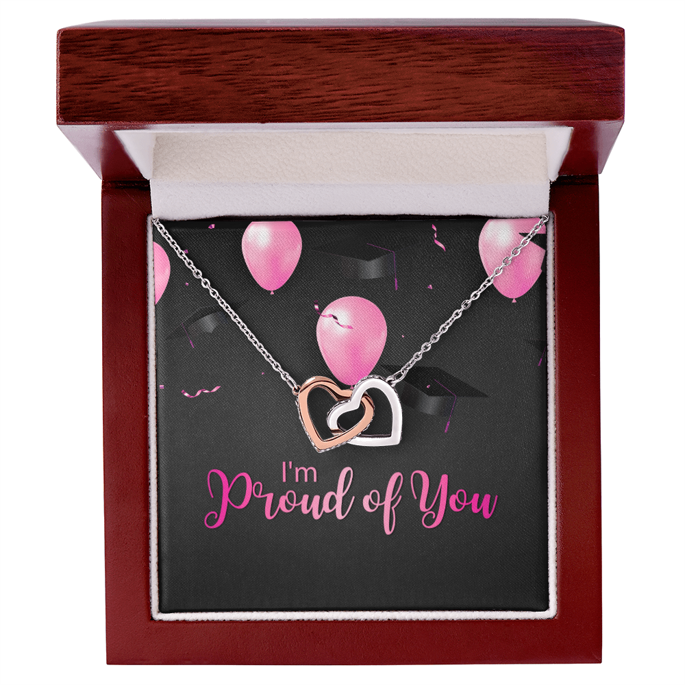 "Sinta"Interlocking Hearts Necklace w/Graduation Message