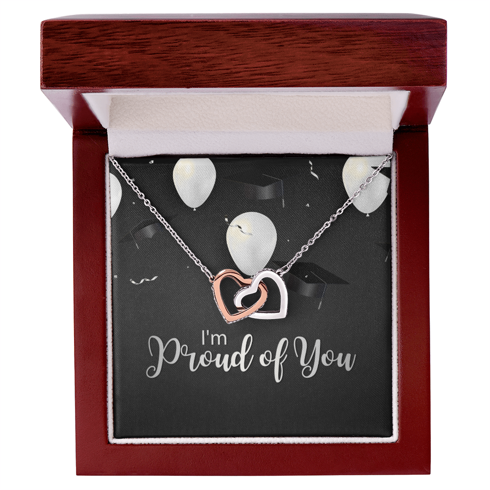 "Sinta"Interlocking Hearts Necklace w/Graduation Message