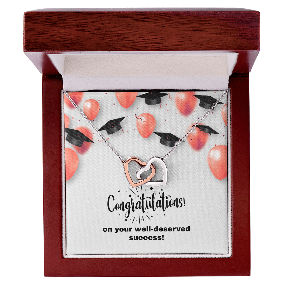 "Sinta"Interlocking Hearts Necklace w/Graduation Message