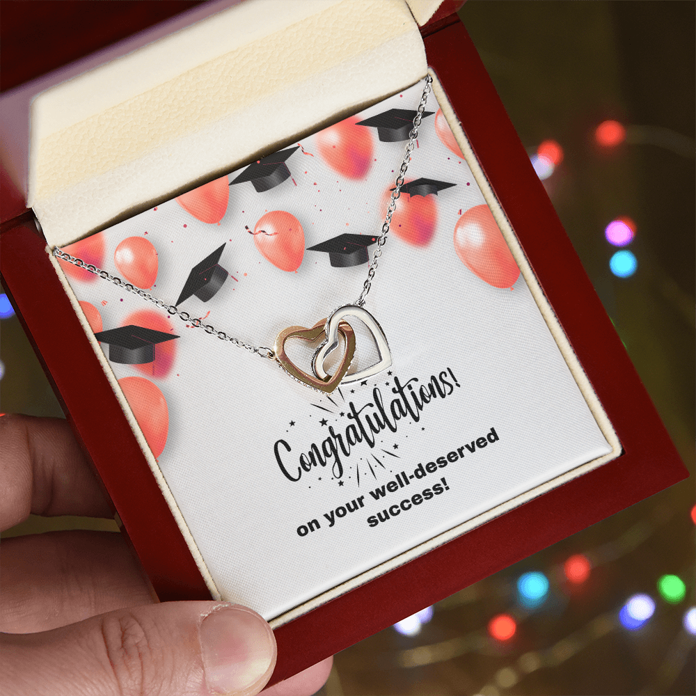 "Sinta"Interlocking Hearts Necklace w/Graduation Message