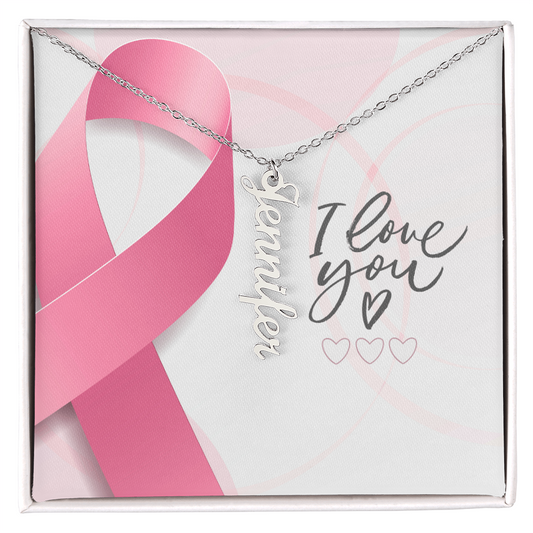 "Kinrae"Vertical Name Necklace w/Message