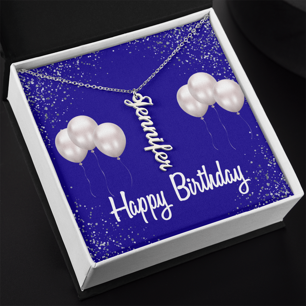 "Kinrae" Name Necklace w/Birthday Message
