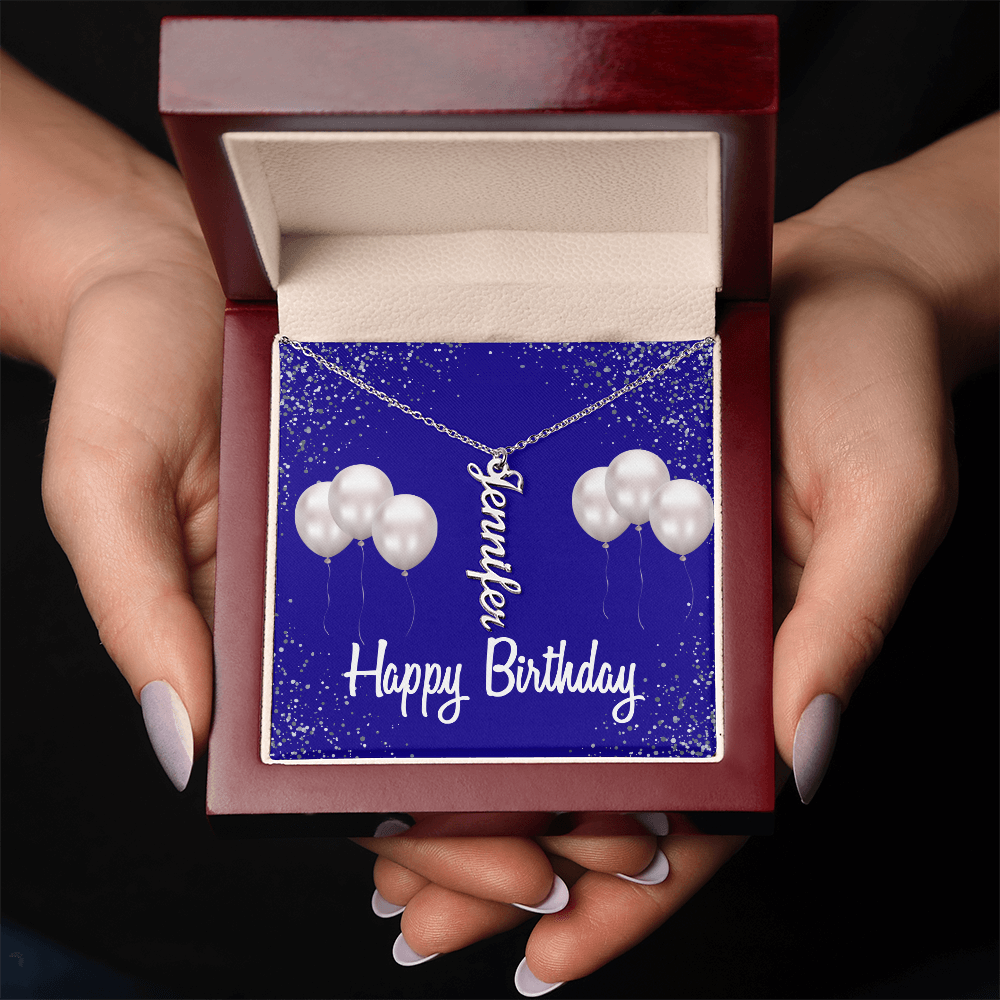 "Kinrae" Name Necklace w/Birthday Message