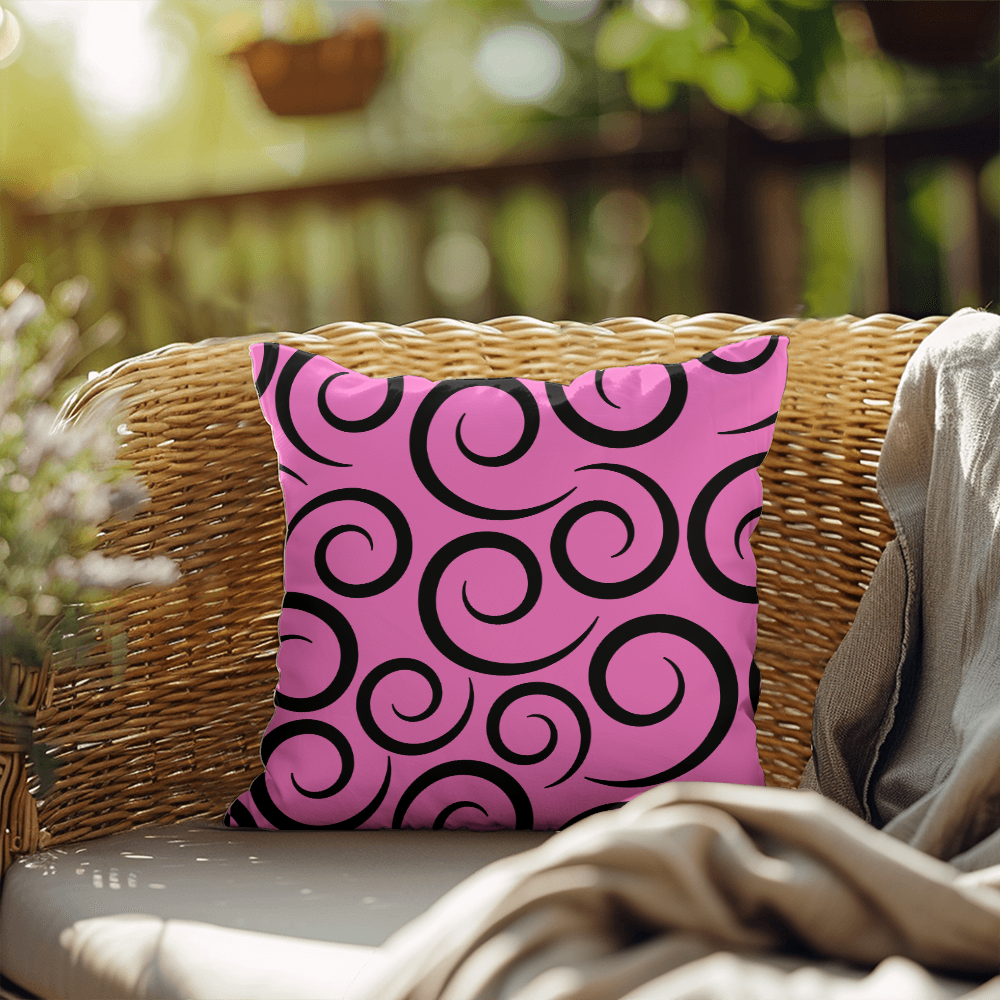 Pink Swirl Reversible Indoor/Outdoor Pillow